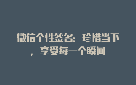 微信个性签名:珍惜当下,享受每一个瞬间