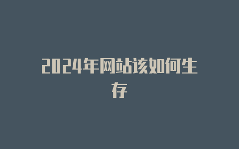2024年网站该如何生存